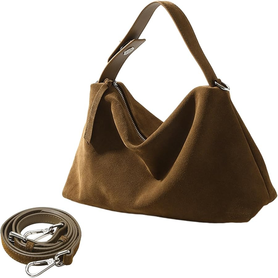 Genuine Leather Suede Tote Bags for Women, Suede Purse Suede Handbag Vintage Suede Slouchy Hobo S... | Amazon (US)