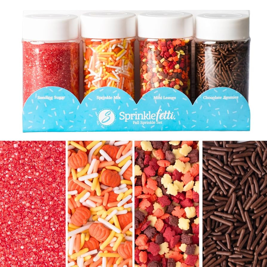 Sweets Indeed Sprinkles, Fall Sprinkles, Leaf Shapes, 4 pack, 11.57 ounces, Edible Sprinkle Mix, ... | Amazon (US)