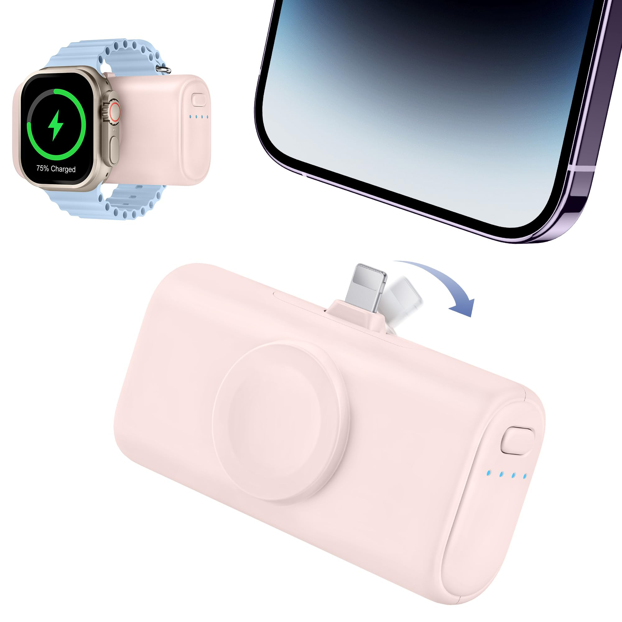 RORRY Mini Portable Charger for iPhone,5000mAh Small &Ultra-Compact 15W PD Fast Charging Power Bank for iPhone 14/13/12/11/XR/X and Apple Watch Series 9/Ultra2/8/Ultra/7/6/5/4/3/SE (Pink) | Amazon (US)