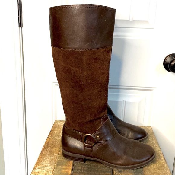 Ralph Lauren Brown Leather Sulita Suede Riding Boot with Bridle Buckle | Poshmark