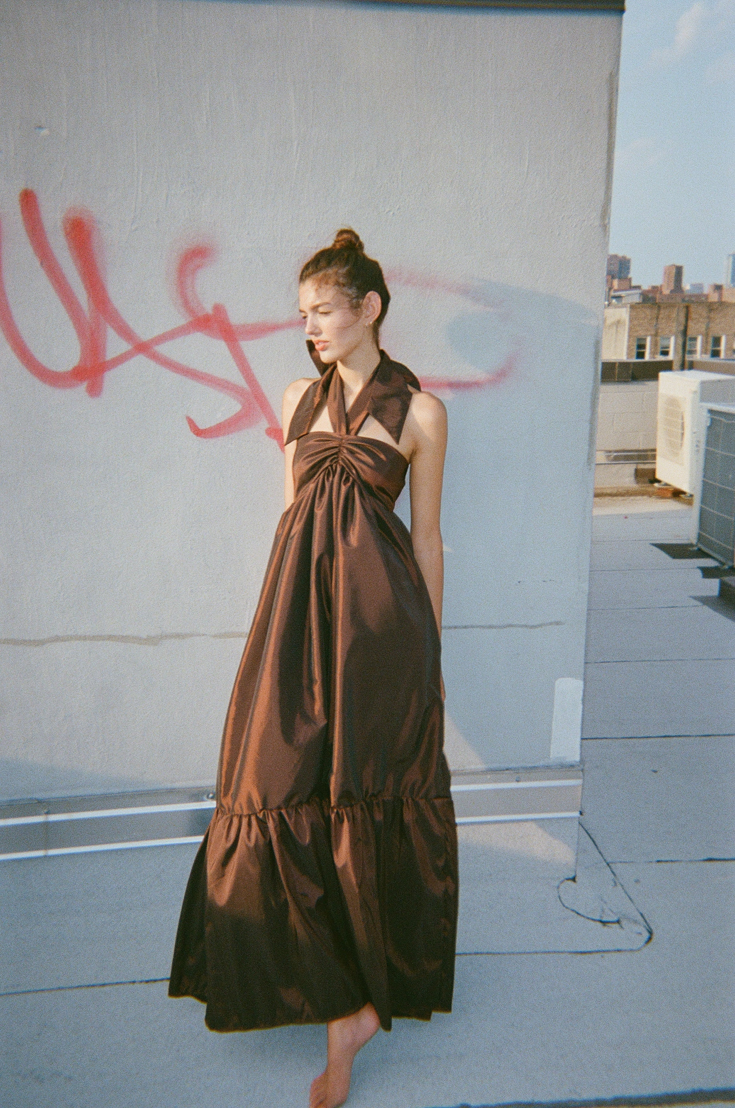 Clementine Dress is Chocolate Taffeta by Madeline Marie | Support HerStory