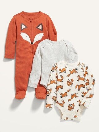 Unisex 3-Piece Long-Sleeve Bodysuit &#x26; Footed One-Piece Set for Baby | Old Navy (US)
