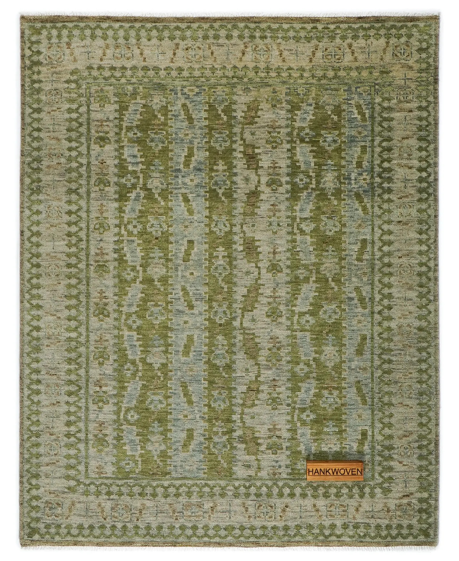 Green & Blue Oushak Rug, Hand-knotted Wool, Vintage-inspired, Custom Size Available - Etsy | Etsy (US)