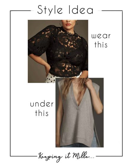 Style Idea: wear a lace top under a sleeveless v-neck sweatshirt or tee. The juxtaposition of the casual with the elevated fabric will provide interest!

#LTKover40 #LTKstyletip #LTKfindsunder100