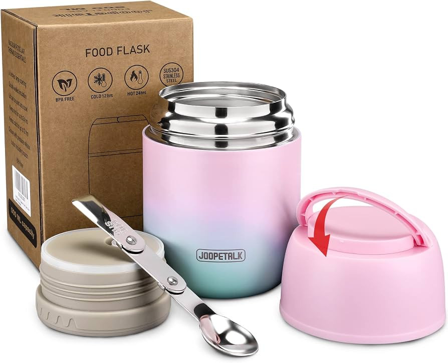17 oz Insulated Lunch Containers Hot Food Jar, Wide Mouth Soup Thermo for Hot Food Kids Adults, V... | Amazon (US)