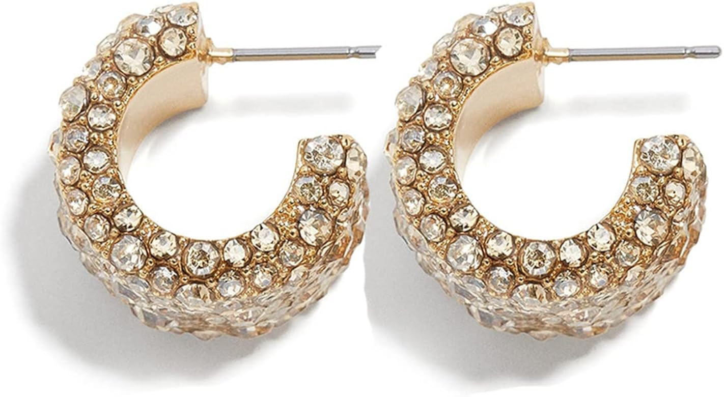 Thick Wide Face C Shape U Shaped Cuff Earrings Inlay Cubic Zirconia Colorful Rhinestone Eardrop for  | Amazon (US)