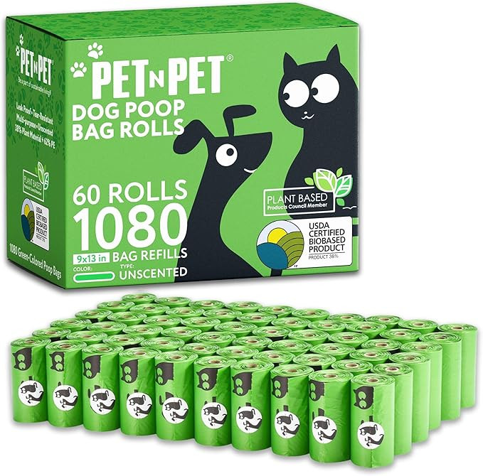 Pet N Pet 1080 Counts Green Poop Bags for Dogs, 38% Plant Based & 62% PE Extra Thick Dog Poop Bag... | Amazon (US)