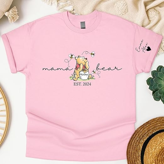Personalized Mama Shirt with Kids Names on Sleeve Custom Mama Bear Tshirt Est for Women Mama Tee ... | Amazon (US)