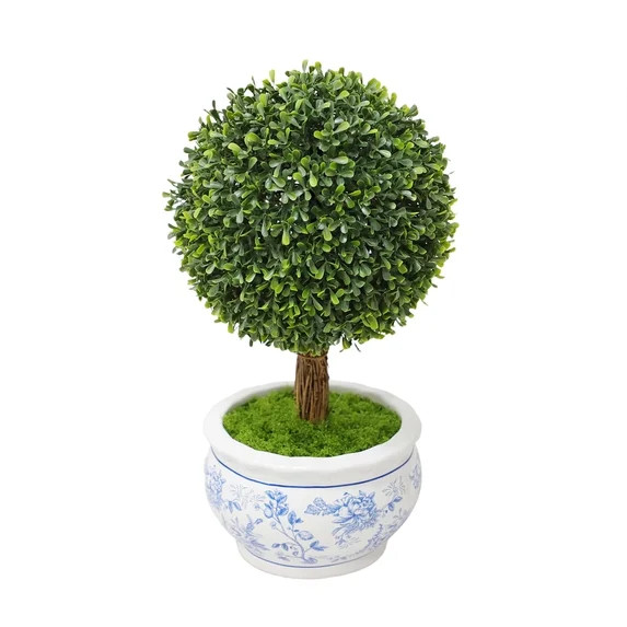 My Texas House Boxwood Artificial 16" Topiary in Floral Pot | Walmart (US)