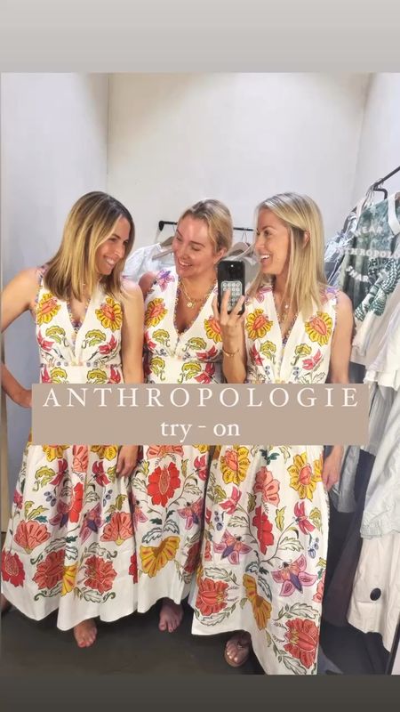 Currently at Anthro! Fun dresses for summer. Sizing info 👇🏻

Farm Rio Dress: runs tts. Laura (left) in a small, Allison (center) in a medium, Gretchen (right) in a small. Has hook in v-neck so it’s not too low cut. Loved this drop waist linen dress.

Striped shirt dress: fabric is thicker and feels good on. Has a puff shoulder and is tts. Gretchen (right) in a small and Allison (left) in a medium.

White dresses: we reached picked a different and loved! All are tts. Laura (left) in a small, Allison (center) in a medium and Gretchen (right) in a small. The shirt dress runs a bit oversized but still take your true size. 

Black crochet: runs tts. Laura (left) in a small and Allison (right) in a medium. Perfect alone or over a suit. Loved the black!

Tennis dress: so comfy and well-made. Too is double lined and skirt not too short. Has built in shorts and a pocket for a ball or cell phone. Runs tts. Laura and Gretchen both in a small. 

Tops and bottoms last looks: all tts. Laura and Gretchen in smalls and Allison in a medium. Oversized jeans are also tts- supposed to be quite oversized! 



Summer dress
White dress
Summer outfit 

#LTKSeasonal #LTKOver40 #LTKStyleTip