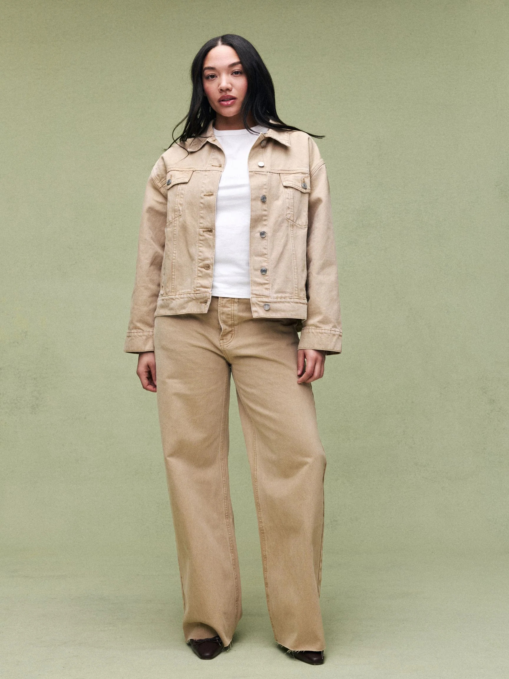 Oversized Denim Jacket - Camel | Parke