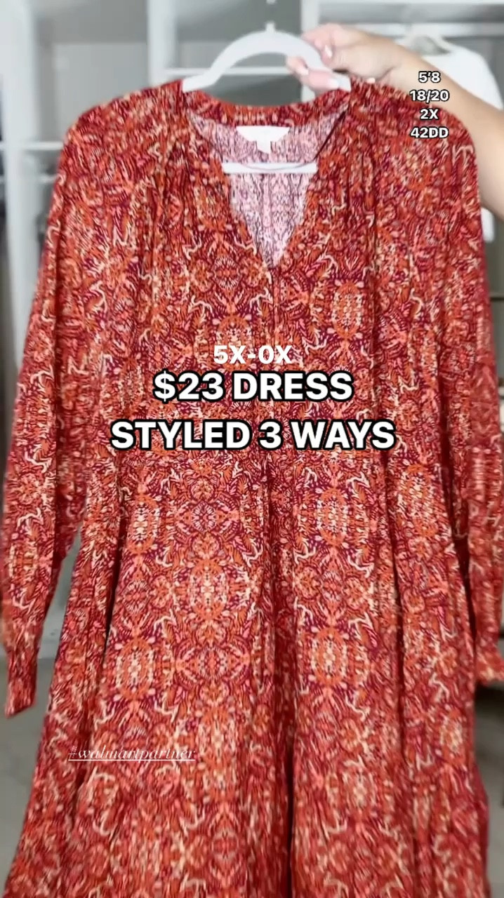 Grab this adorable dress (in 4 prints) for $23 and style it so many ways!! Sizes 0X-5X! @walmartfashion #walmartpartner #walmartfashion

1. The dress runs a little generous and I’m wearing the 1X! If you’re unsure it doesn’t hurt to just get your regular size, I think I would have been fine in my normal 2X! These wide calf boots are the best and so comfy! This coach bag is soooo cute omg, linking several options! 
2. Loving this headband and crossbody bag that’s plus size friendly! The cardigan runs true and I have it in the XXXL. 
3. This hoodie runs small-ish - I have the 2X but I could have done the 3x! Love the camel tote! 

#LTKFindsUnder50 #LTKSaleAlert #LTKPlusSize