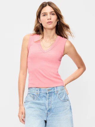 Snug Crop V-Neck Tank Top | Old Navy (US)