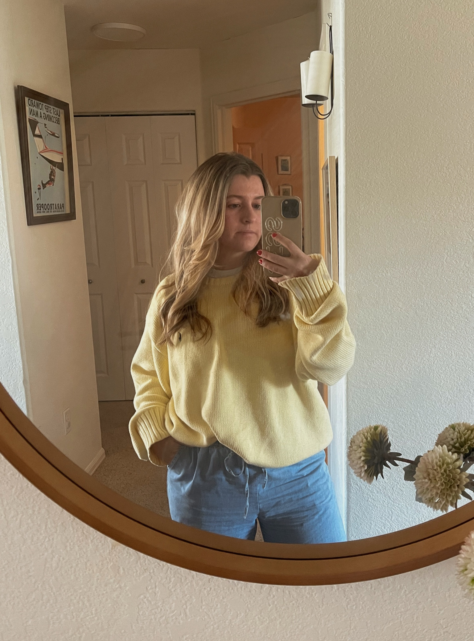 Date night ootd with a vintage polo sweater 