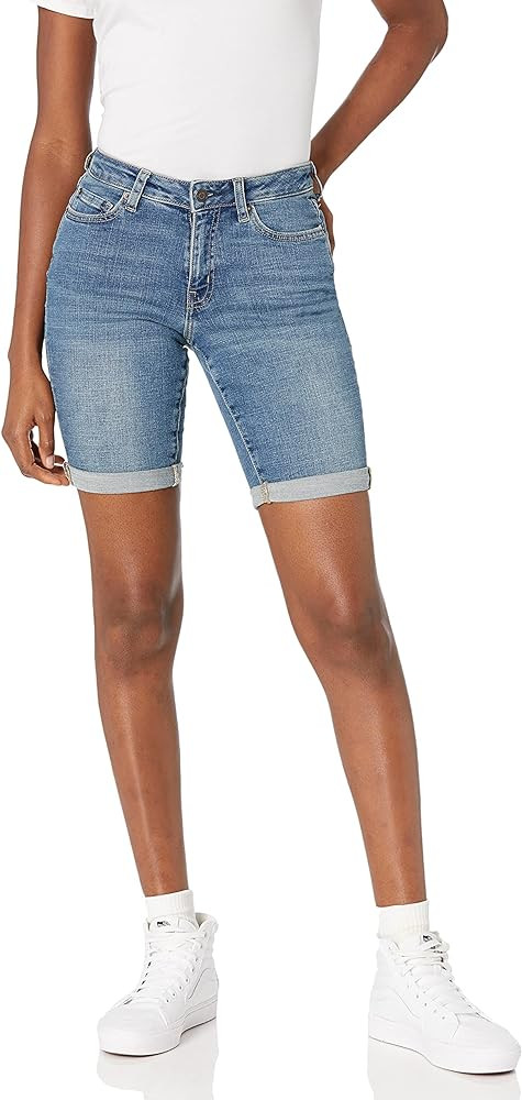 Amazon Essentials Women's Mid-Rise Stretchy Slim Fit Denim Bermuda Shorts with Pockets | Amazon (US)