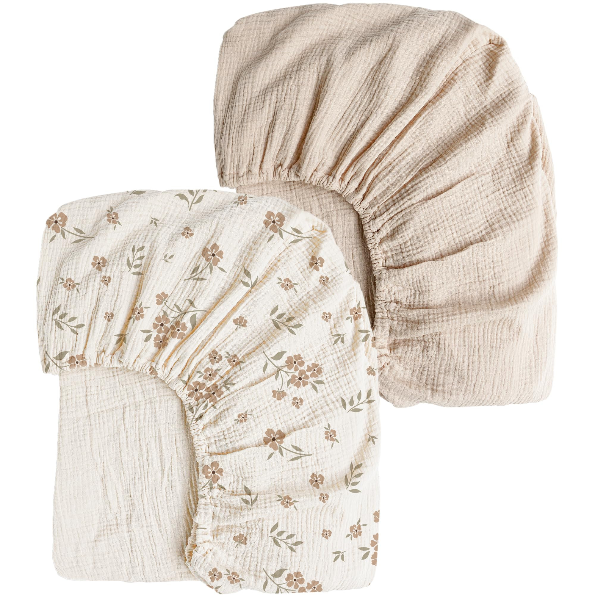 Konssy Muslin Crib Sheets for Girl Boy, 2 PCS Soft and Breathable Cotton Baby Sheets for Standard... | Amazon (US)