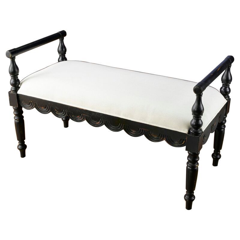 Callie Bench, Ivory/Black | One Kings Lane