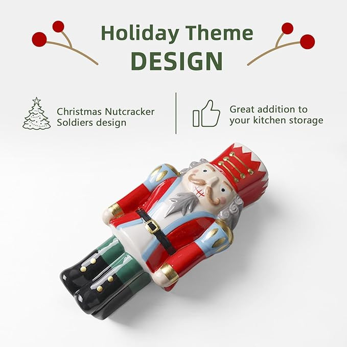 Christmas Nutcracker Soldiers Cookie Jar with Lids,Ceramic Candy Party Dishs,Decorative Canisters... | Amazon (US)