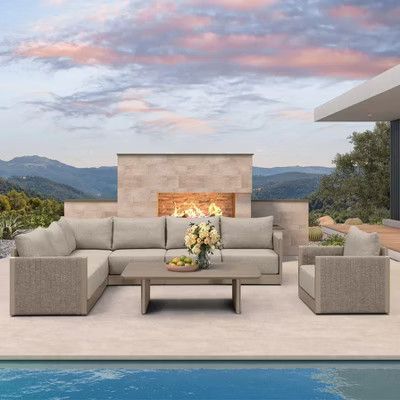 PURPLE LEAF Patio Furniture Set 8 Pieces Patio Seating Sofas Outdoor Couch Sectional Set with Cushions and Table Patio Conversation Sets Beige | Target