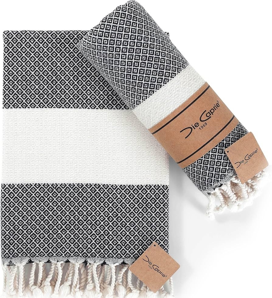 Die Caprie Turkish Hand Towels Set of 2 | 100% Cotton, 16 x 40 Inches | Decorative Bathroom Towel... | Amazon (US)