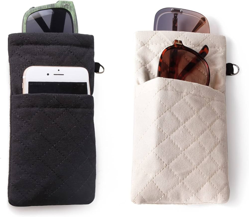 Double Eyeglasses Pouch Squeeze Top Soft Glasses Case Multifunctional Portable Pouch Protective E... | Amazon (US)