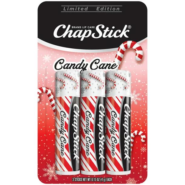 ChapStick Candy Cane Peppermint Lip Balm Tubes - 0.15 Oz (Pack of 3) | Walmart (US)