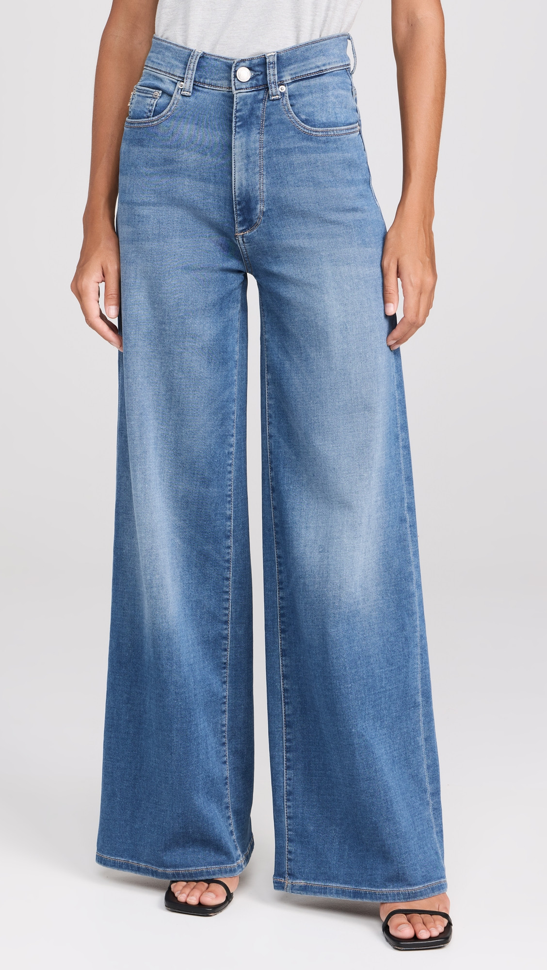 DL1961 Softwear Hepburn Wide Leg High Rise Jeans Mohonk (Softwear) 30 | Shopbop