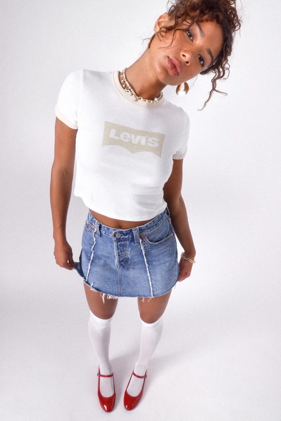 Graphic Ringer White Mini Tee | Lulus