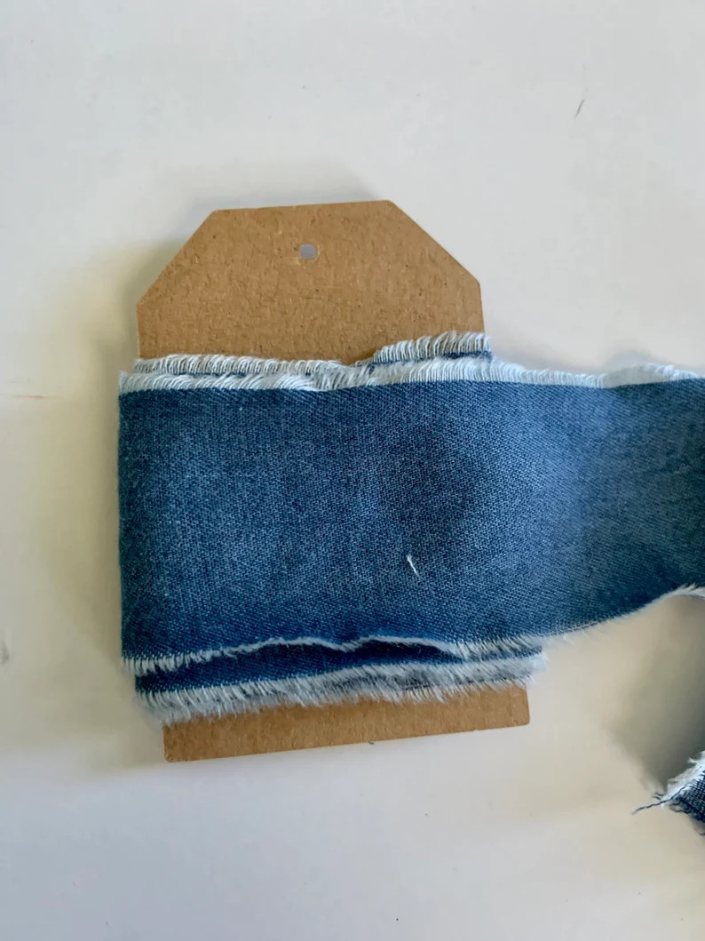 Ribbon Handmade Hand Torn Denim Fabric Ribbon - Etsy | Etsy (US)