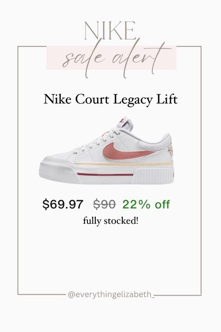 Nike sale alert! Court Legacy Lift currently 22% off! Fave sneaker and casual shoe! Fully stocked and fit tts!

Casual sneakers, white sneaker, women’s sneakers


#LTKfindsunder100 #LTKsalealert #LTKshoecrush