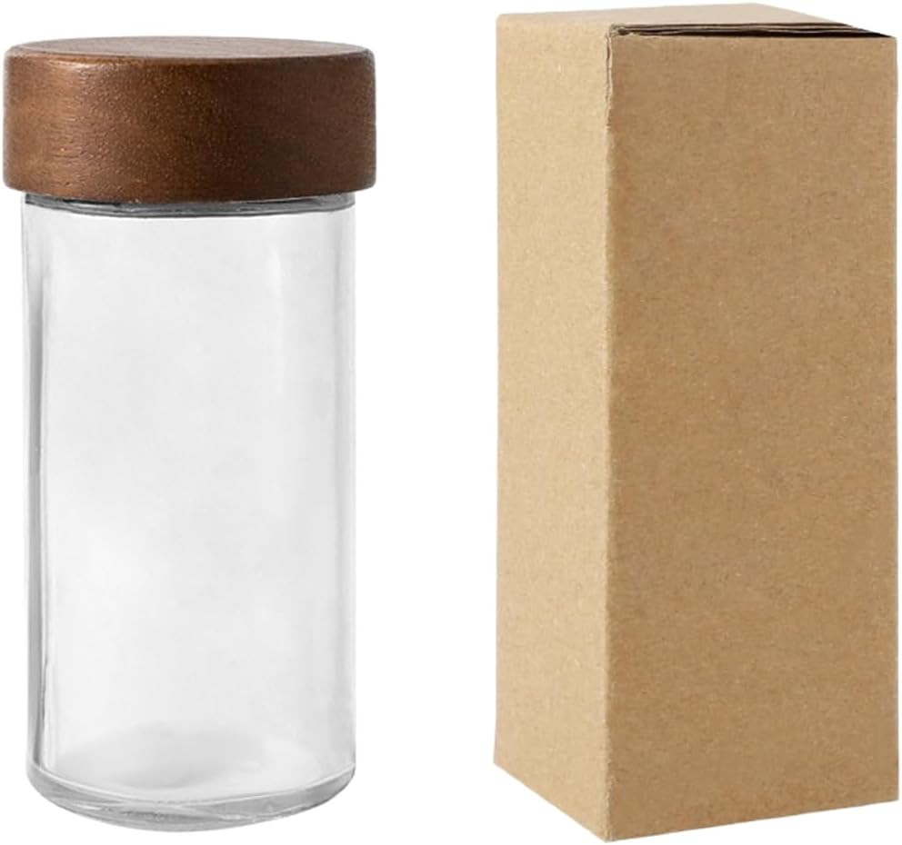 Coffee Bean Storage Container with One Way Valve Acacia Wood Lid Glass Jar Airtight Freshness Preservation Modular Brewing System(A) | Amazon (US)