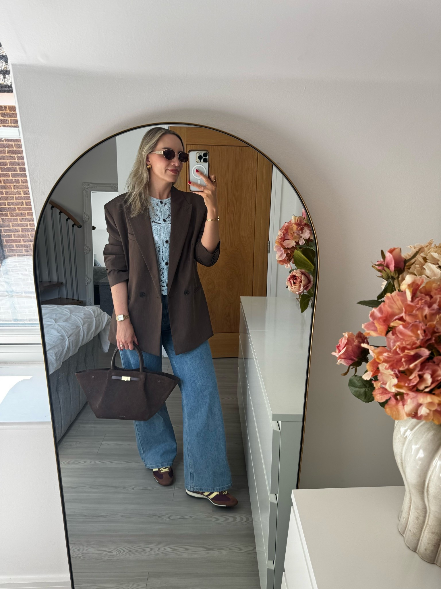 A smart casual outfit idea 🩵🤎

Jeans - size 12
Blazer - medium 
Crochet top - medium 

#LTKbag #LTKspring #LTKjeans