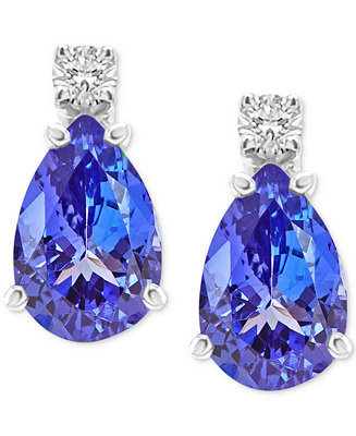 Tanzanite (3/4 ct. t.w.) & Diamond Accent Stud Earrings in 14k White Gold | Macy's