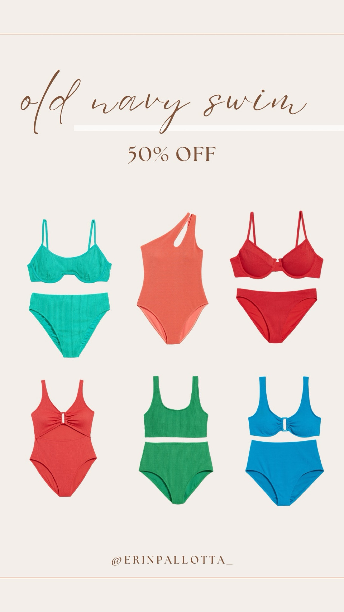 Old Navy swim is 50% off today only! All pieces are under $50 and some are even under $20 with the discount.

#LTKSaleAlert #LTKFindsUnder50 #LTKSwim