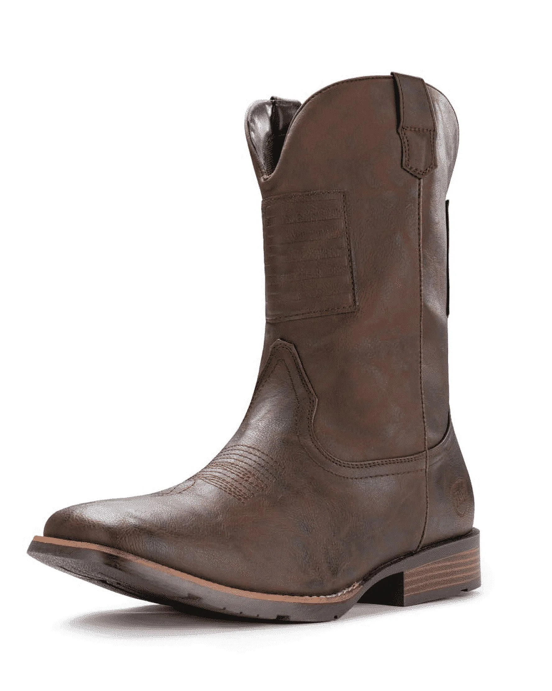 Iuv Men's Shoes Cowboy Boot Mid Calf, Medium Cuban Square Toe Bronze - Walmart.com | Walmart (US)