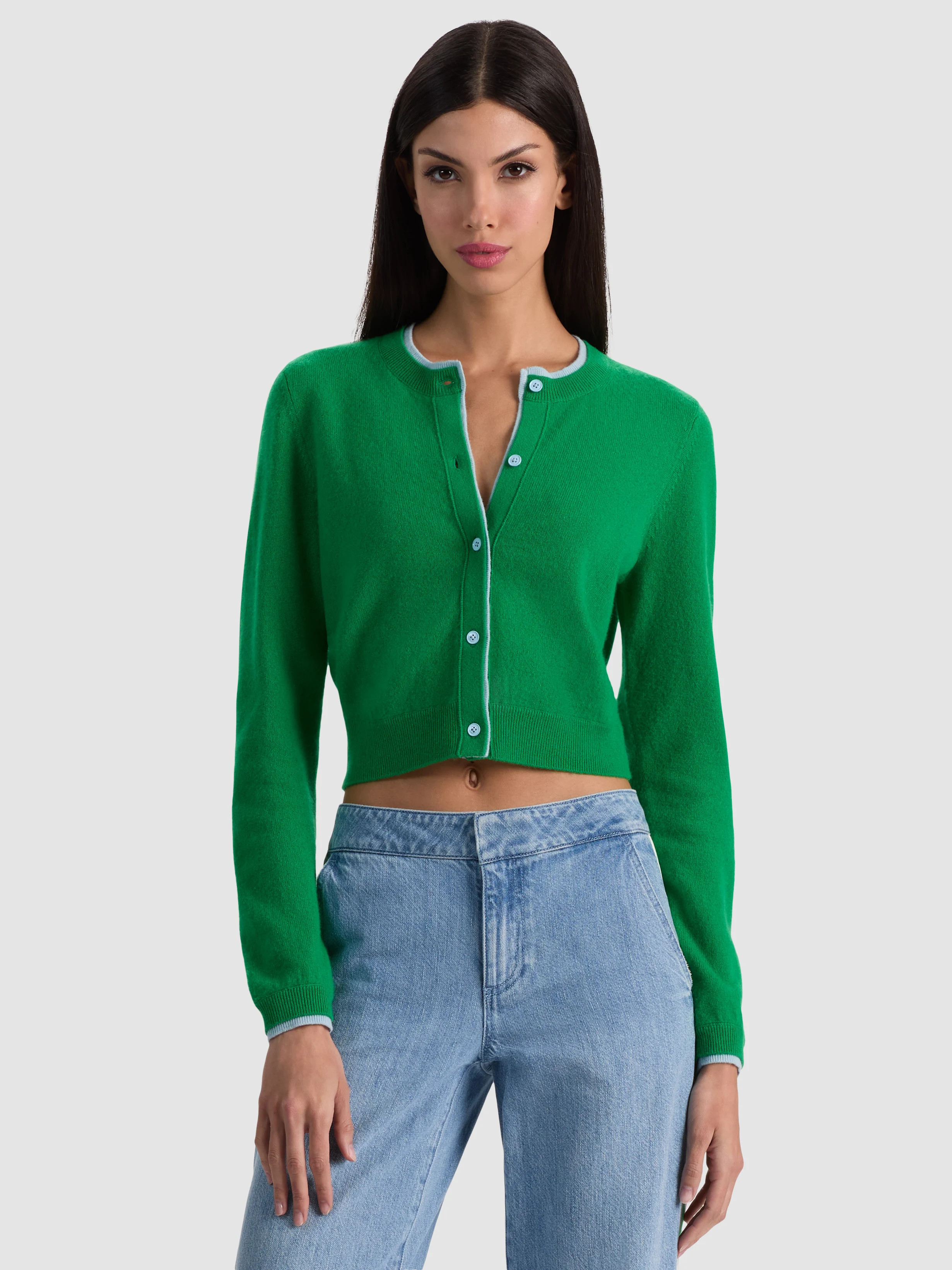 alice + olivia DOLLIE TWO TONE CASHMERE CARDIGAN | Alice + Olivia