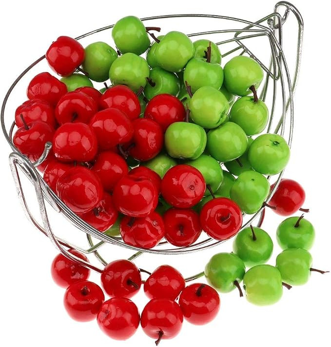 Gresorth 100 Pcs Mini Fake Apple Decor Artificial Green Red Apple Fruit | Amazon (US)