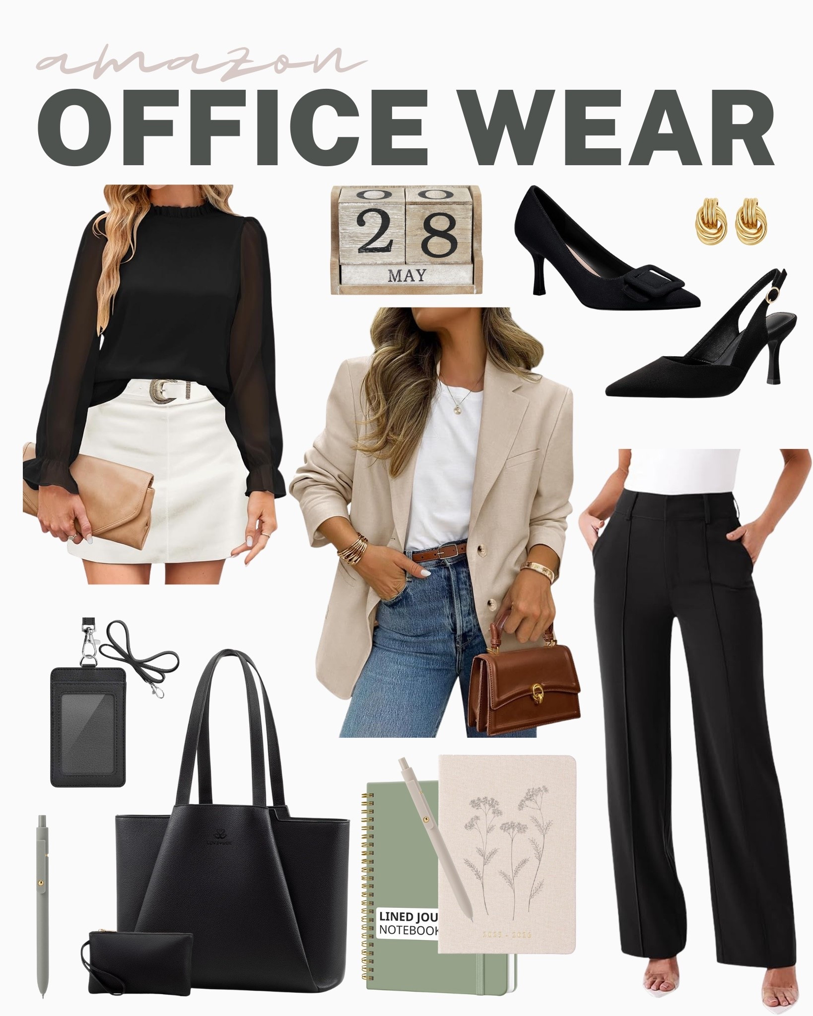 New outfit ideas that are perfect for the office!
journal notebook, gold earrings, office tote bag, work tops, office style, stylish workwear, business casual, trendy office wear, professional looks, wardrobe update, fall style, amazon fashion, affordable look, fall outfit idea

#LTKStyleTip #LTKSeasonal #LTKU