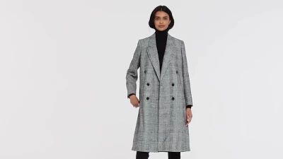 Women's Plaid Double Breasted Overcoat - Nili Lotan x Target Gray | Target