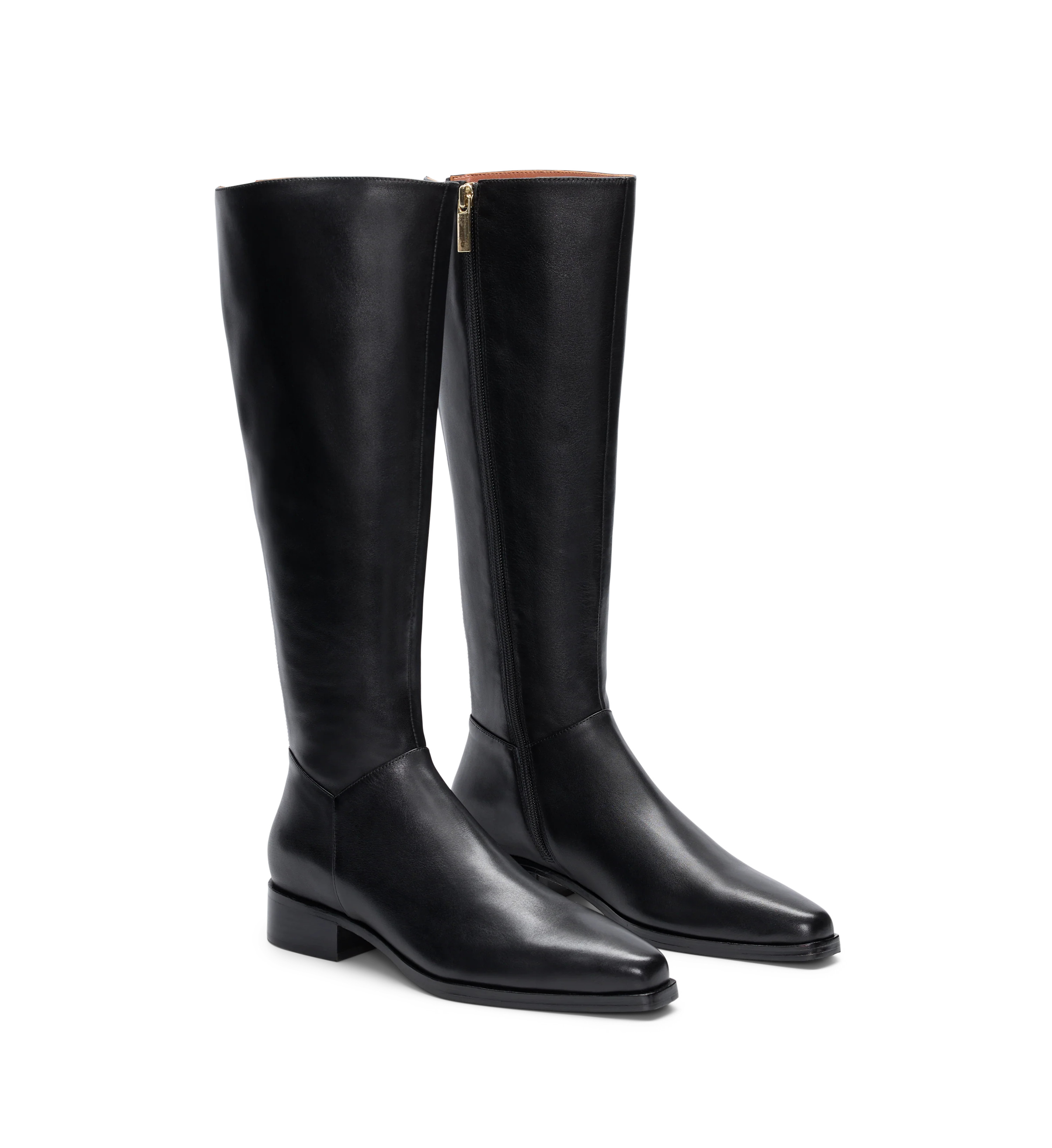 Sitta Black Leather Knee High Boots - Bared Footwear | Bared Footwear