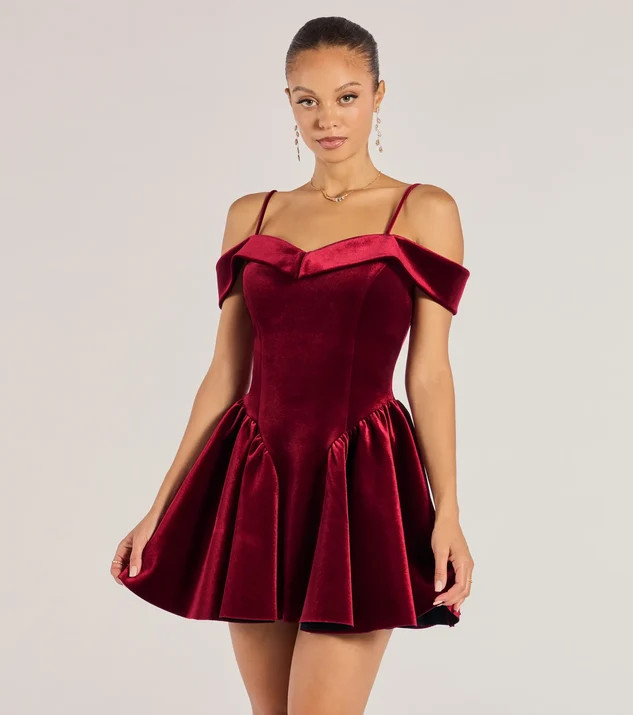 Andie Velvet Drop Waist Skater Dress | Windsor Stores