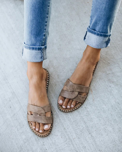 Brianne Twisted Faux Leather Sandal - Taupe | VICI
