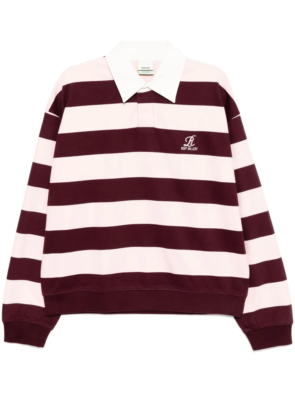 AGOLDE - Camisa polo com listras - homem - algodão - M - Rosa | Farfetch (BR)
