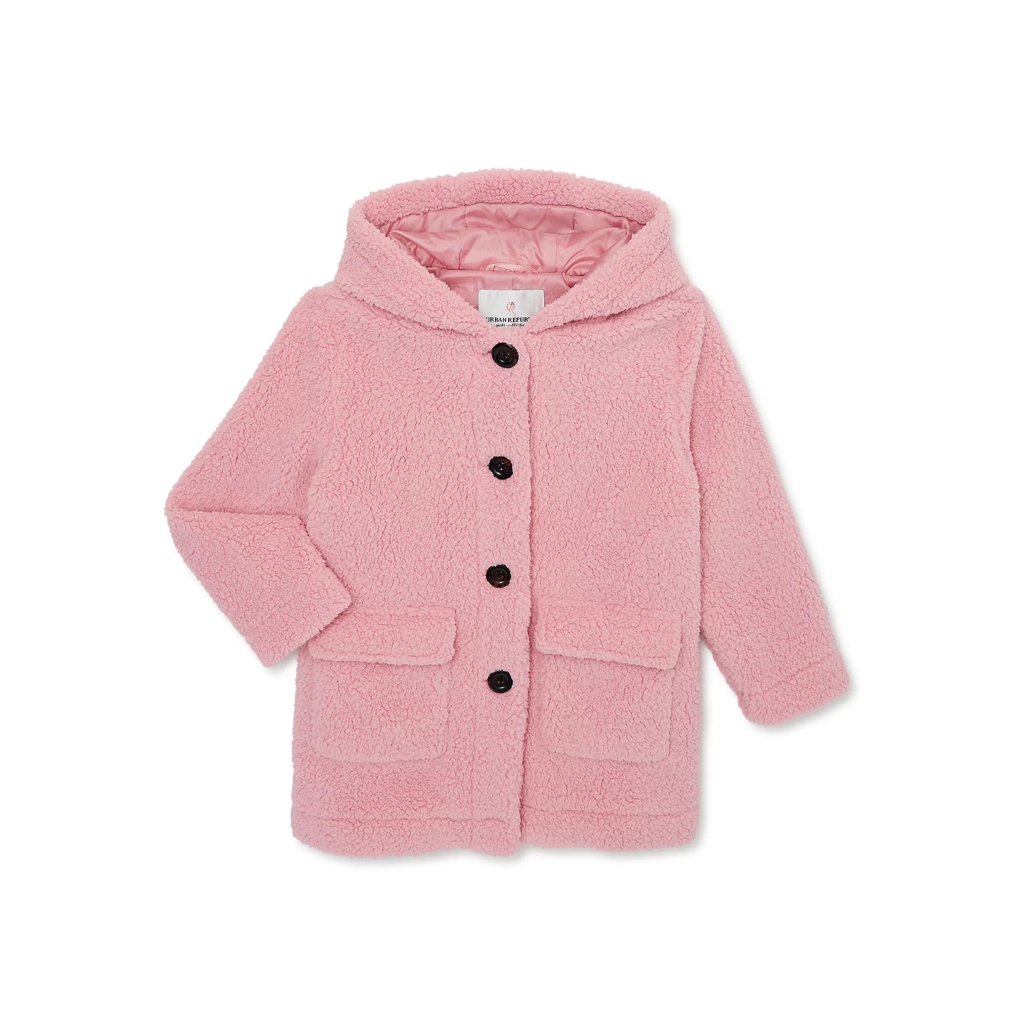 Urban Republic Girls Hooded Sherpa Coat, Sizes 4-16 | Walmart (US)