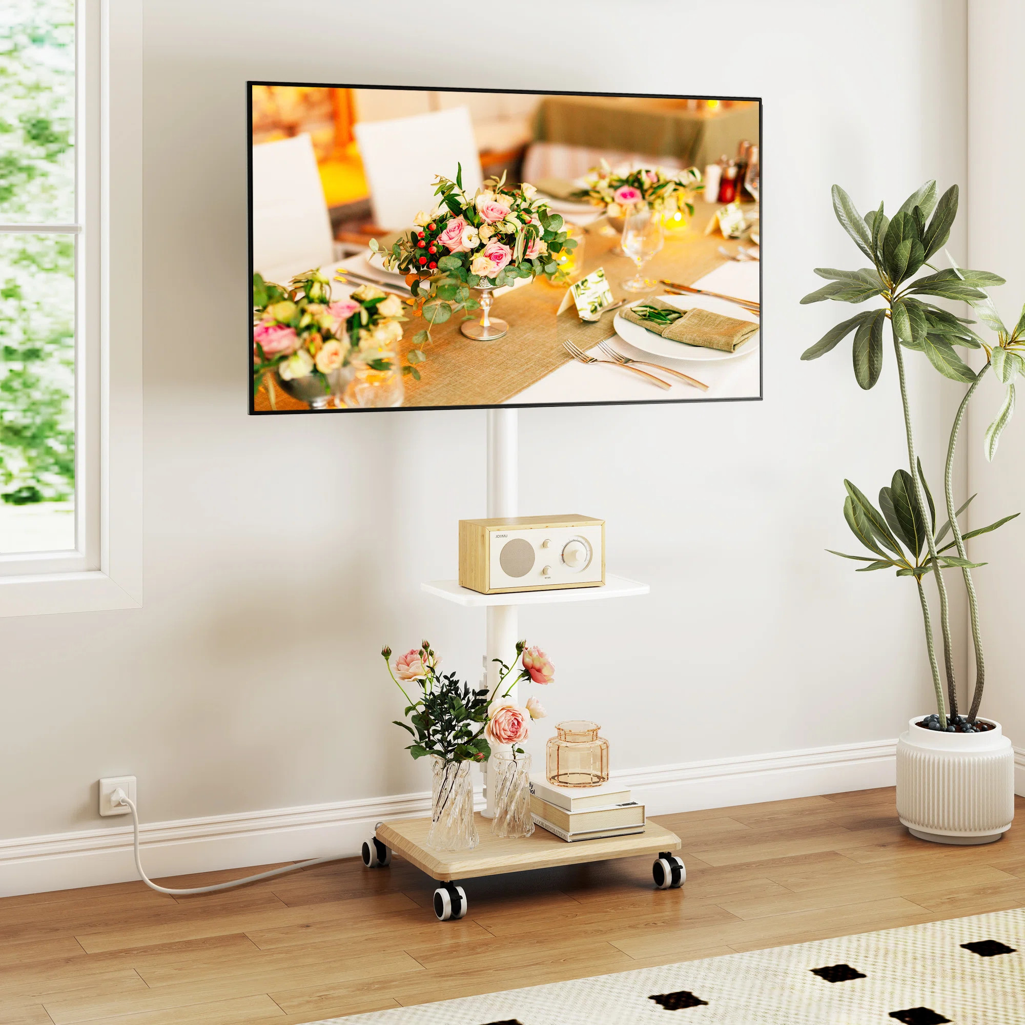Rolling Tv Stand With Power Outlet For 32-60 Inch Tvs | Wayfair North America