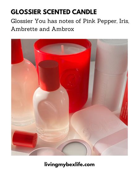 Glossier scented candle in Glossier You has notes of pink pepper, iris, ambrette, and ambrox

Luxury candle, home decor, gift guide, gift for her, interior design 

#LTKGiftGuide #LTKhome #LTKbeauty
