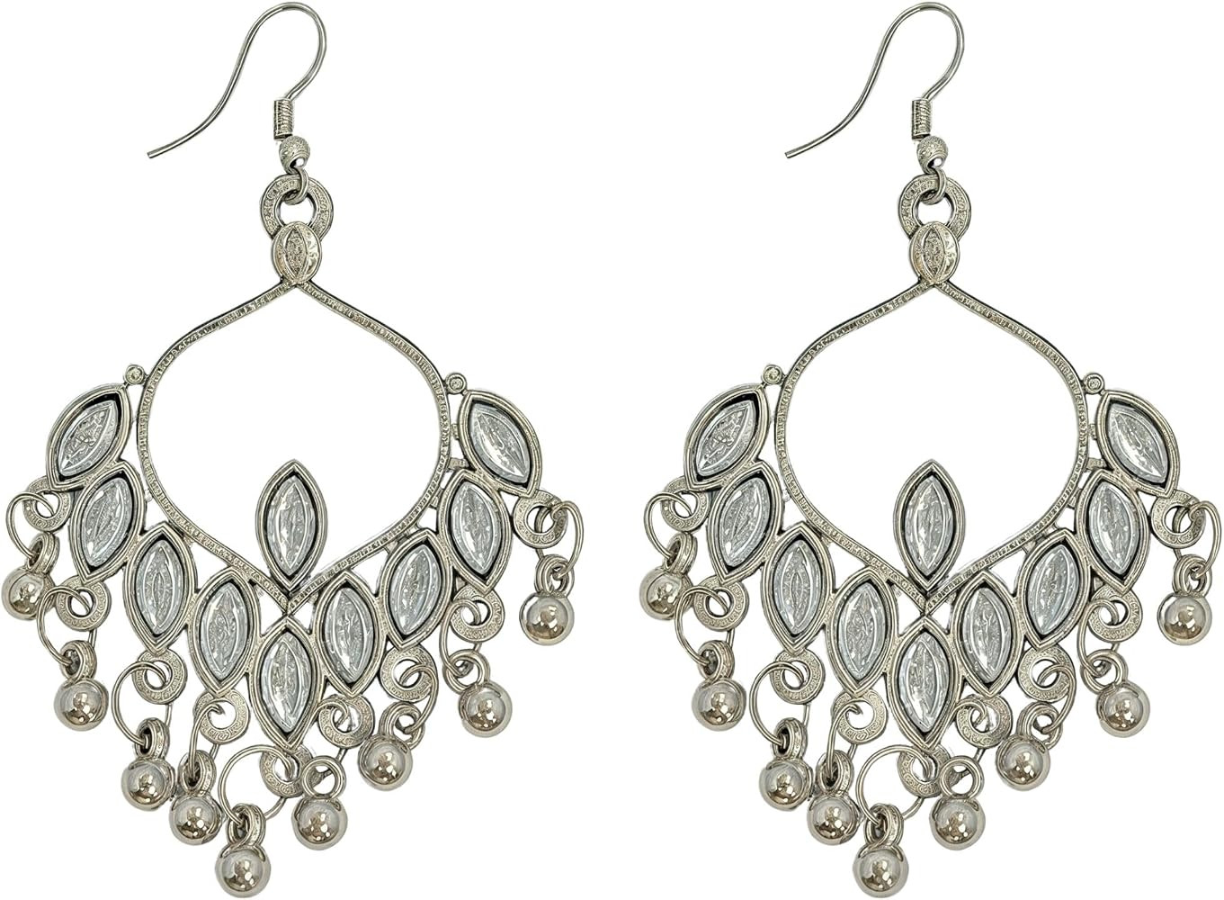 Traditional Indian Middle East Ethnic Oxidised Large Studs German Silver Jhumka Chand Baliyan Dro... | Amazon (US)