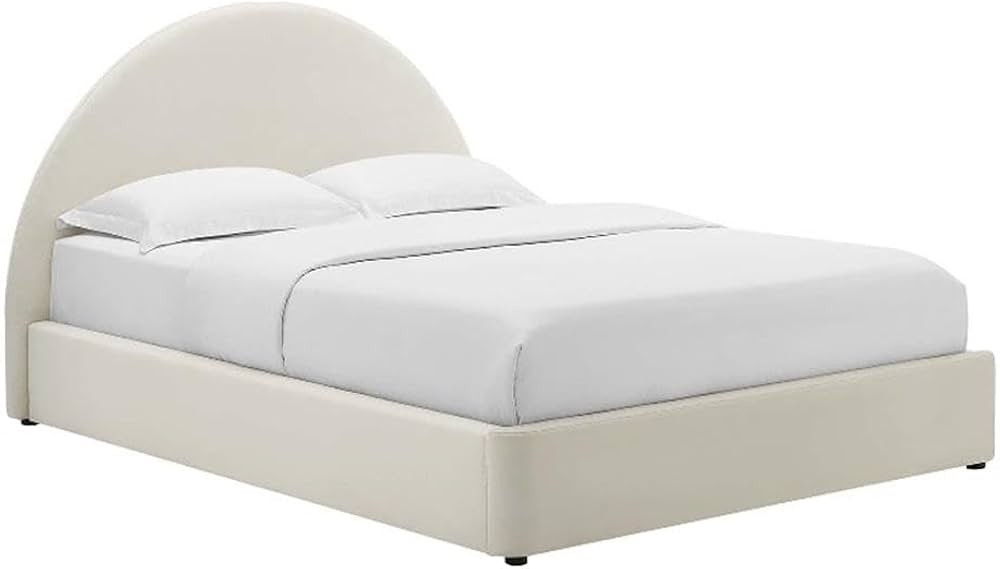 Modway Resort Queen Size Platform Bed with Arch Shaped Round Headboard in Alabaster, Upholstered ... | Amazon (US)