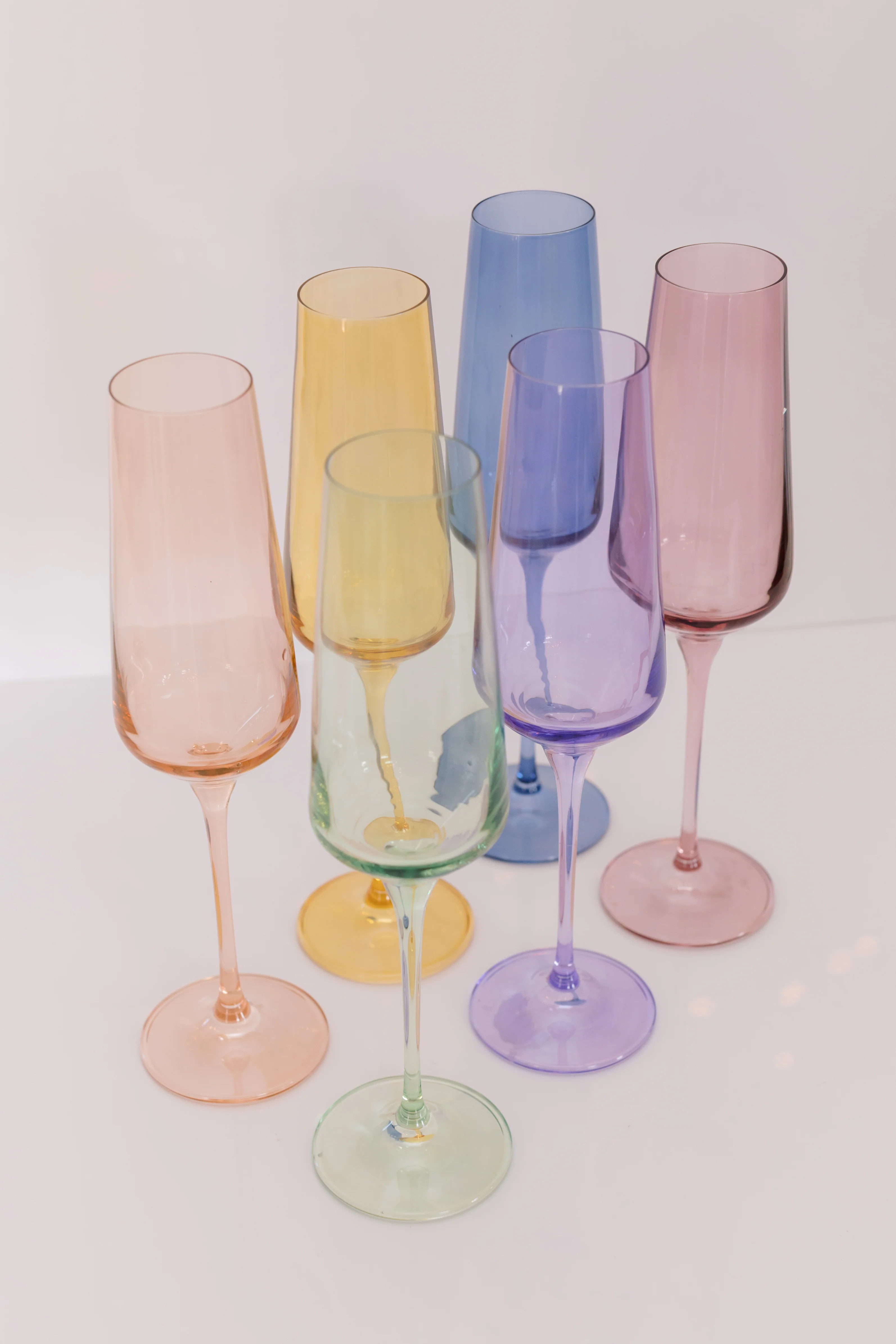 Estelle Colored Champagne Flute - Set of 6 {Pastel Mixed Set} | Estelle Colored Glass