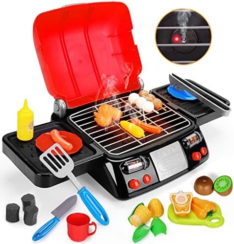 Kids Play Food Grill with Pretend Smoke Sound Light Kitchen Playset Pretend BBQ Accessories Fine ... | Amazon (US)